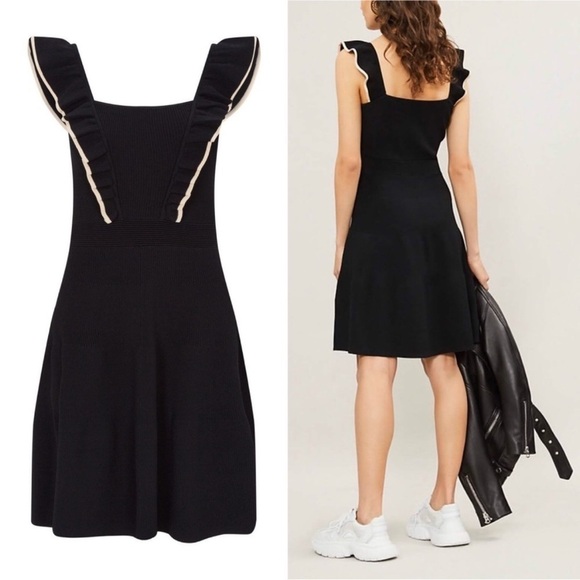Sandro Paris Tristian Frill Ruffle Knit Dress in Size FR 36 US 4 Small - Picture 4 of 8